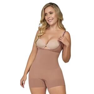 Shapermint CURVEEZ Shapewear Bodysuit Second Skin Hip Hugger Cocoa Brown NWT XL